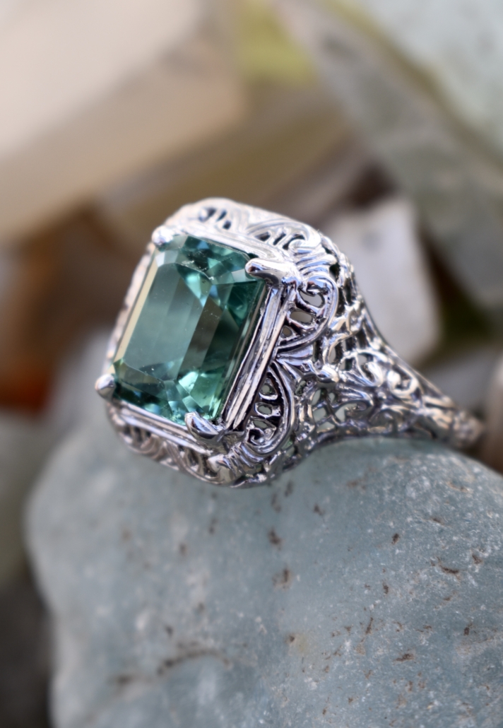 1.67ct Fancy Light Blue Green Diamond Ring – Rare Colors